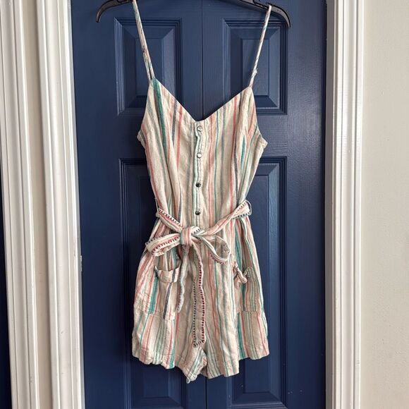 Splendid Linen Striped Romper Size Small - Picture 2 of 6